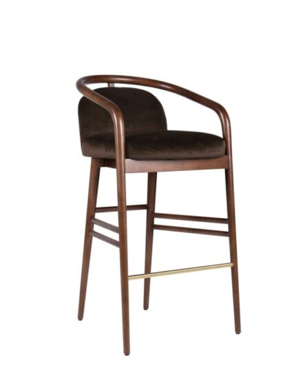 Essex Brown Velvet Bar Stool by Javier Gomez