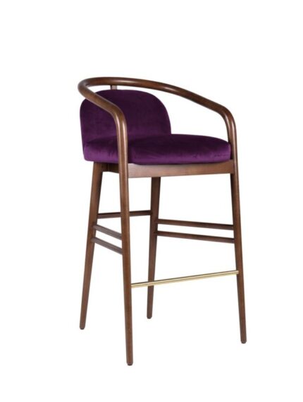 Essex Purple Velvet Bar Stool by Javier Gomez